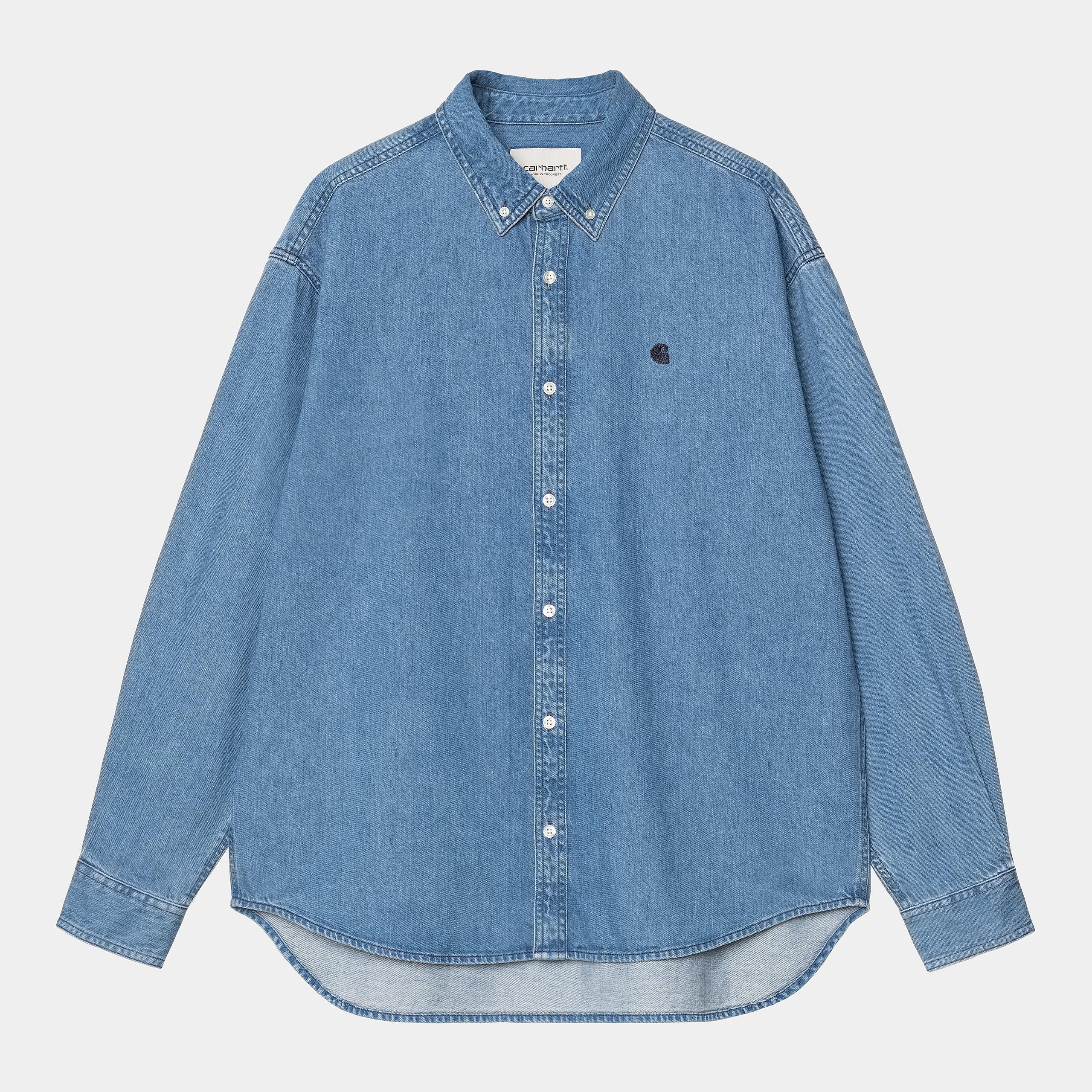 Chemise Carhartt Wip LUCAS L/S SHIRT Blue Stone Washed