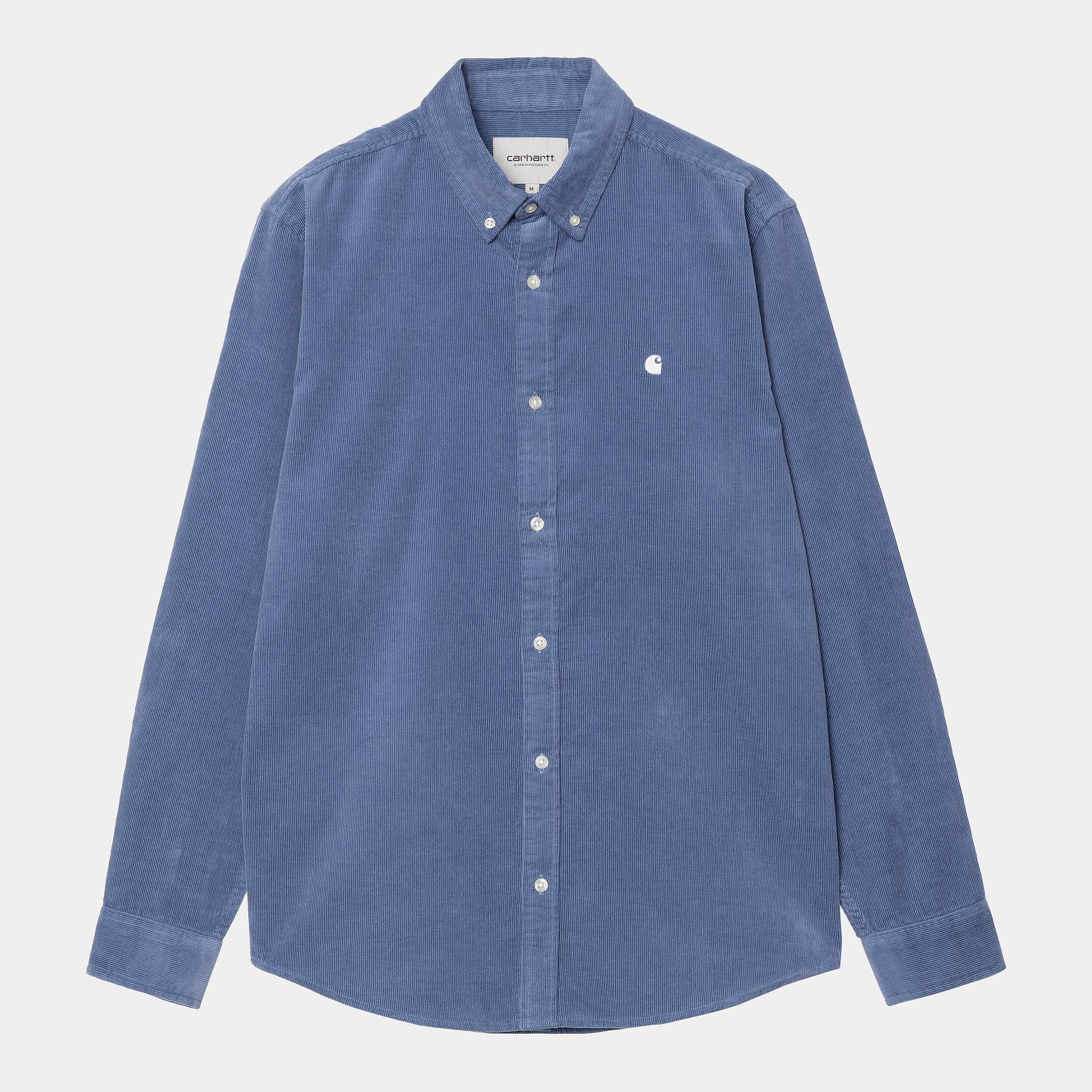 Chemise Carhartt Wip MADISON FINE CORD L/S SHIRT Blue Iris Wax