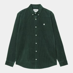 Chemise Carhartt Wip MADISON FINE CORD L/S SHIRT Conifer Wax