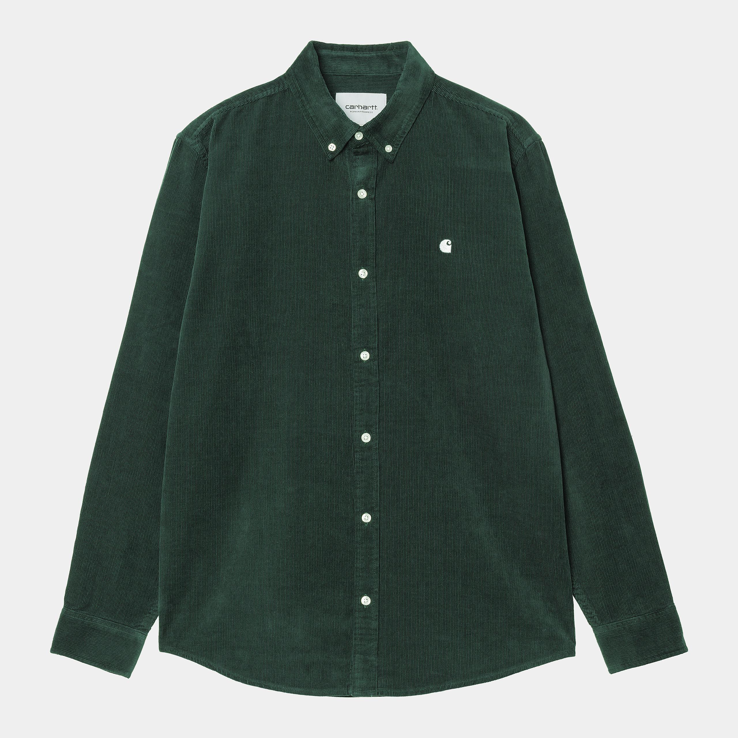 Chemise Carhartt Wip MADISON FINE CORD L/S SHIRT Conifer Wax
