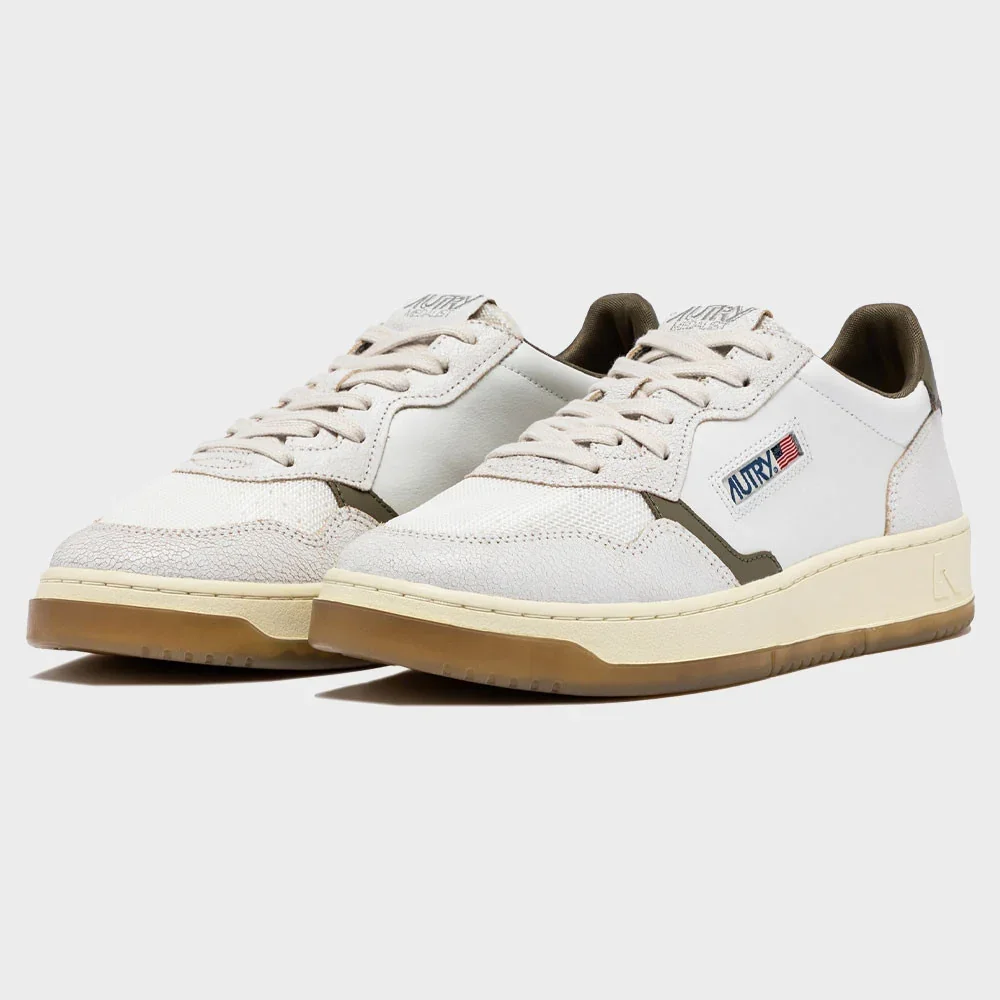Autry MEDALIST LOW Cuir Crack Blanc et CRVT – Image 3
