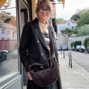 Sac Sam croûte de cuir - choco, black, taupe