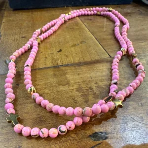 Sautoir bracelet Zoé rose