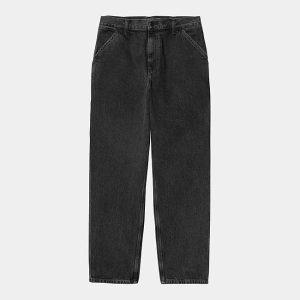 Jean Carhartt Wip SINGLE KNEE PANT Black Stone Washed
