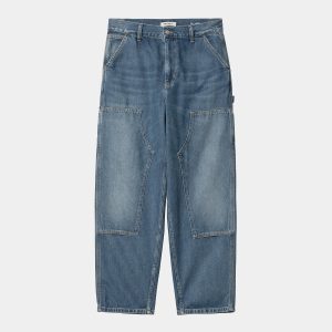 W BRANDON DOUBLE KNEE PANT Blue dark Used Wash