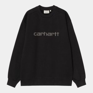 W RIVET SCRIPT SWEAT Black silver