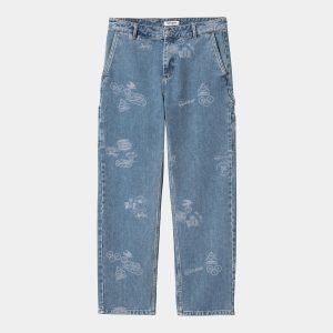 W STAMP PRINT PANT Blue